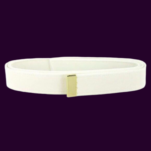 VANGUARD l NAVY BELT: WHITE CNT WITH 24K GOLD plated TIP - FEMALE